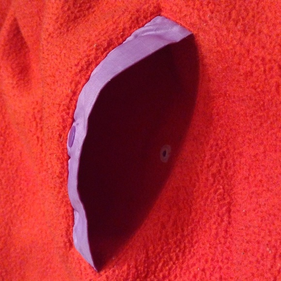 90's PACER UNISEX Oversized Fleece Pullover, Size M, Red/Violet/Orange VTG - Picture 6 of 9